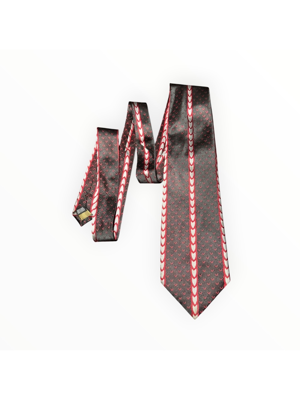 Steven Land 100% Silk Tie Snake Vintage Black and Red Viper Pattern 90s GC